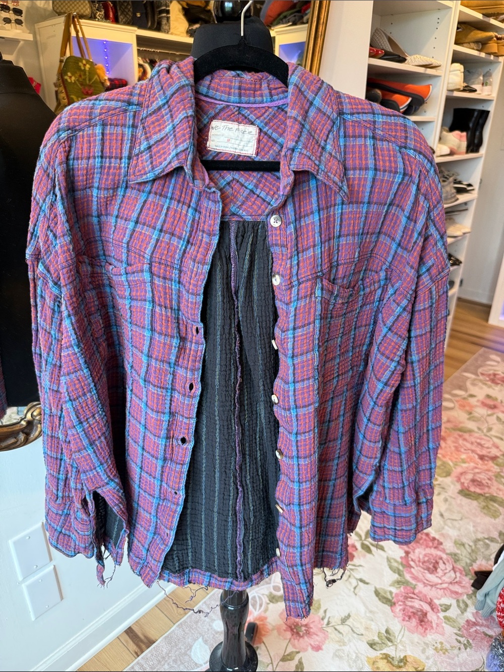 We The Free Purple and Blue Plaid Shirt